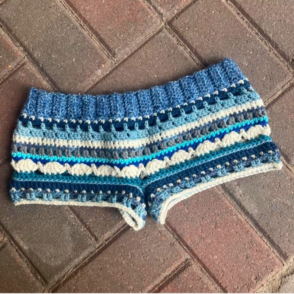 Boho Crochet Festival Shorts Beachy Low Rise Shorts